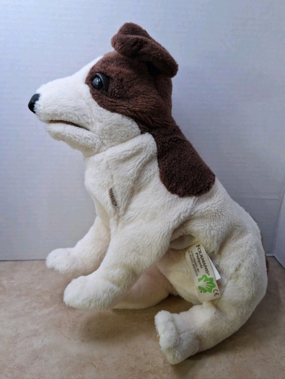 Folkmanis Hand Puppet 13" Jack Russel Puppy Dog 2013 brown white
